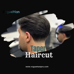 Close-up of a man with a low taper haircut, showing the subtle taper transition.